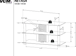 Móvel De Tv|VCM Móveis de TV | Lowboard | Encaminhamento por cabo | Dimensões A. 45 x L. 95 x P. 40 cm | Fernseh Furniture - Netasa (vidro transparente) Multicor