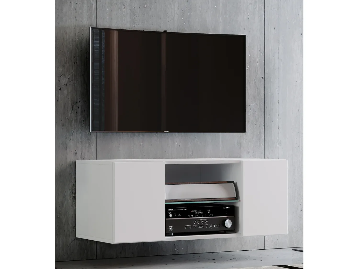 Móvel De Tv*VCM Móveis de TV | Placa de parede | Pendura Lowboard | Dimensões A. 40 x L. 95 x P. 36 cm | Armário de parede - Jusa (Branco) Multicor