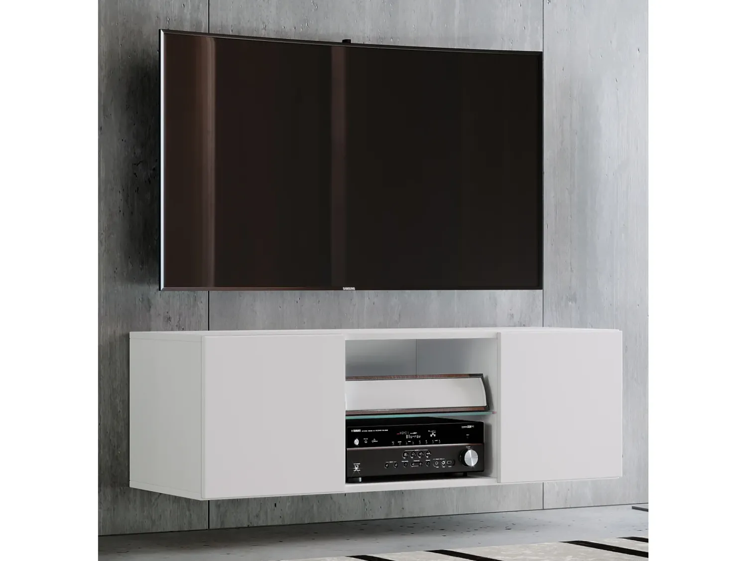 Móvel De Tv*VCM Móveis de TV | Placa de parede | Pendura Lowboard | Dimensões A. 40 x L. 95 x P. 36 cm | Armário de parede - Jusa (Branco) Multicor