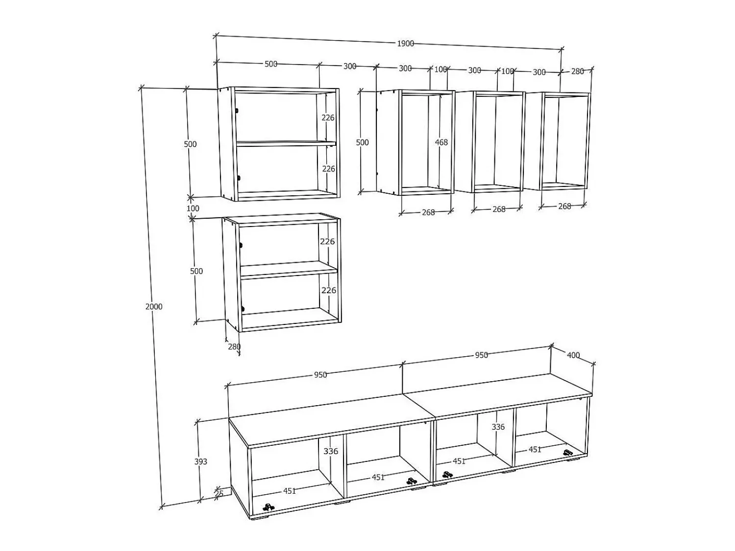 Outlet VCM Móveis para TV Arila Antracite/carvalho mel A. 200 x L. 190 x P. 40 cm Multicor