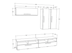 Móvel De Tv*VCM Móveis para TV Arila Antracite/carvalho mel A. 200 x L. 190 x P. 40 cm Multicor