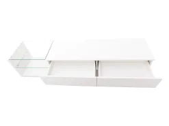 Móvel De Tv| Móveis para TV, painéis baixos, divisórias de vidro brilhante e iluminação LED variável. Combina um estilo natural e rústico com um design moderno. Branco
