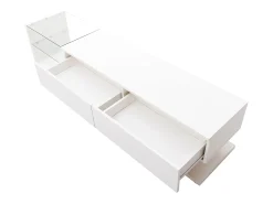 Móvel De Tv| Móveis para TV, painéis baixos, divisórias de vidro brilhante e iluminação LED variável. Combina um estilo natural e rústico com um design moderno. Branco