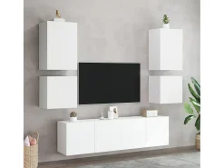 Móvel De Tv| Móveis parede p/ TV 2pcs 40,5x30x40 cm derivados madeira PT726604 Branco