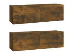 Móvel De Tv* Móveis TV parede 2pcs 100x30x30cm derivados madeira cor fumado PT977043 Castanho