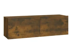 Móvel De Tv* Móveis TV parede 2pcs 100x30x30cm derivados madeira cor fumado PT977043 Castanho