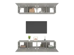 Móvel De Tv| Móveis TV 4pcs 80x30x30cm derivados de madeira cimento PT820833 Cinzento