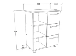 Móvel De Arrumação| Móvel auxiliar haaus Loma, 3 gavetas, 3 prateleiras, Antracite/Branco, 64 x 35 x 85 cm Cinza antracite