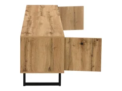 Móvel De Tv* Móvel baixo, móvel de TV para sala com efeito de luz LED, divisória em vidro, dobradiça de proteção, design com cores a condizer Natural claro