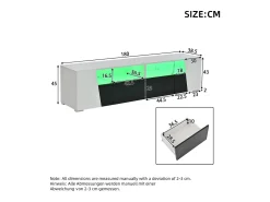 Móvel De Tv* Móvel baixo para TV, 180 × 38,5 × 45 cm, laqueado em /preto, iluminação LED, 2 portas, 2 gavetas, prateleiras abertas, sala de estar Branco