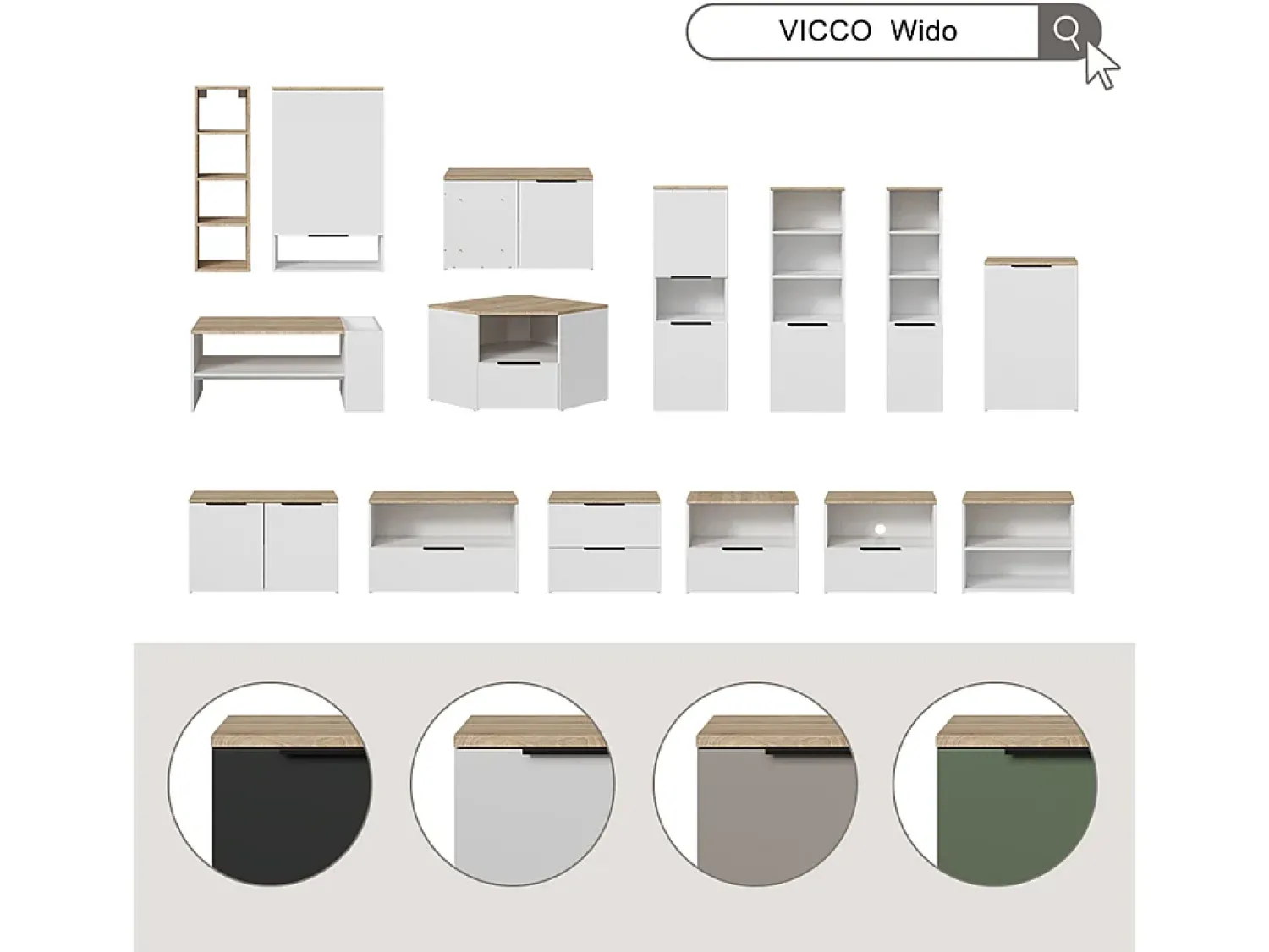 Móvel De Tv*Vicco Móvel baixo para TV /sonoma 68x68x50 wido Branco