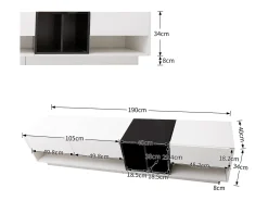 Discount Móvel baixo para TV com 3 gavetas, ideal para sala de estar ou sala de jantar, 190 x 40 x 34 cm, e preto. Branco