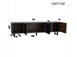 Móvel De Tv|Merax Móvel baixo para TV com 4 portas - 180 x 38 x 50 cm - design exclusivo - aparência de madeira envelhecida - MDF - acabamento + natural Preto