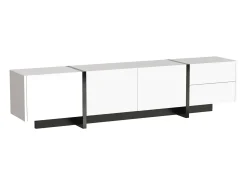 Clearance Móvel baixo para TV com gavetas, mesa para TV para sala de estar e sala de jantar, , 190 x 35 x 45 cm Branco