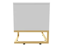 Móvel De Tv| Móvel baixo para TV com porta texturizada, puxadores e pés dourados, para sala de estar, 170x40x45 cm, Branco