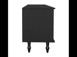 Móvel baixo para TV com portas de vidro e 2 gavetas, ideal para sala de estar ou quarto, na cor preta.^ Móvel De Tv