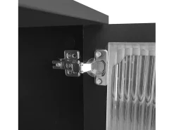 Móvel baixo para TV com portas de vidro e 2 gavetas, ideal para sala de estar ou quarto, na cor preta.^ Móvel De Tv