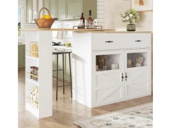 Hauss Spole Móvel bar giratório com 1 gaveta larga e 2 portas, prateleira lateral de três níveis incluída, - 204x39x104cm^ Móvel De Bar