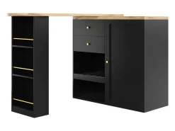 Móvel De Bar|Hauss Spole Móvel bar giratório com 2 gavetas, 1 porta e 2 nichos, corpo com tampo em folheado de madeira - 138x39x104cm Preto