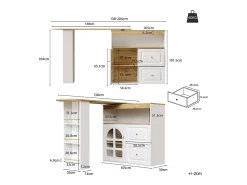 Móvel De Bar*Hauss Spole Móvel bar giratório com 1 porta de vidro, 1 nicho e 2 gavetas, corpo , prateleiras incluídas - 204x39x104cm Branco
