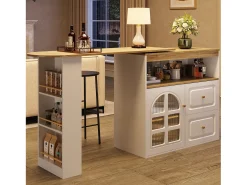 Móvel De Bar*Hauss Spole Móvel bar giratório com 1 porta de vidro, 1 nicho e 2 gavetas, corpo , prateleiras incluídas - 204x39x104cm Branco