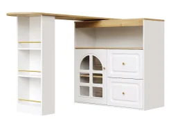 Móvel De Bar*Hauss Spole Móvel bar giratório com 1 porta de vidro, 1 nicho e 2 gavetas, corpo , prateleiras incluídas - 204x39x104cm Branco
