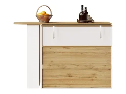 Móvel De Bar*Hauss Spole Móvel bar giratório com 1 porta de vidro, 1 nicho e 2 gavetas, corpo , prateleiras incluídas - 204x39x104cm Branco