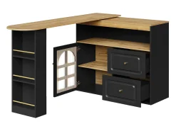 Hauss Spole Móvel bar giratório com 1 porta de vidro, 1 nicho e 2 gavetas, corpo , prateleiras incluídas - 204x39x104cm Preto