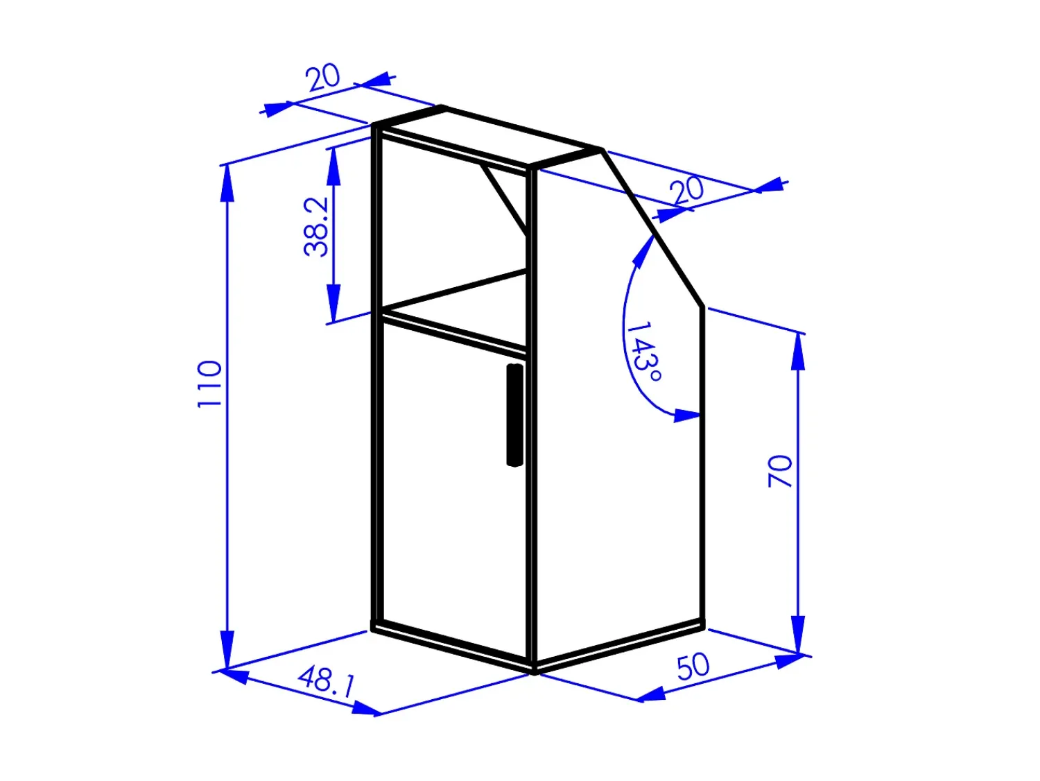 Clearance Vente-unique Móvel com inclinação 1 porta e 1 nicho ADEZIO Branco