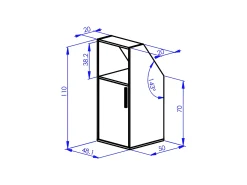 Móvel De Arrumação*Vente-unique Móvel com inclinação com 4 portas, 2 prateleiras e 2 nichos e natural ADEZIO Branco