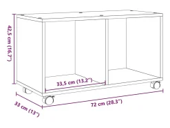 Mesa De Apoio|vidaxl Móvel com rodas 72x33x42,5 cm derivados madeira carvalho fumado Natural claro