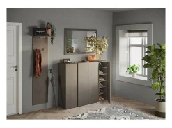 Sale Meublorama Móvel de armazenamento com 4 portas e 10 prateleiras ajustáveis, coleção KEY, cor marrom e carvalho. Castanho