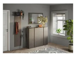 Sale Meublorama Móvel de armazenamento com 4 portas e 10 prateleiras ajustáveis, coleção KEY, cor marrom e carvalho. Castanho