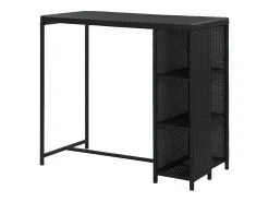 Móvel De Bar| Móvel de bar com prateleiras 120x60x110 cm vime PE PT439407 Preto