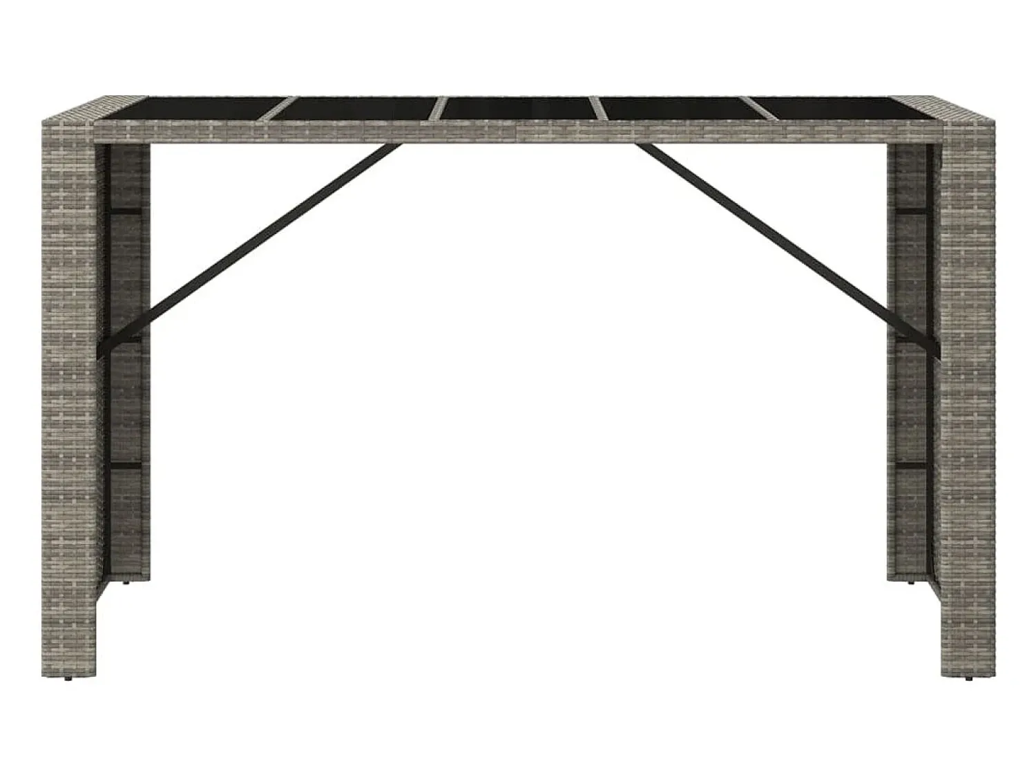 Móvel De Bar* Móvel de bar com tampo de vidro 185x80x110 cm vime PE PT634603 Cinzento