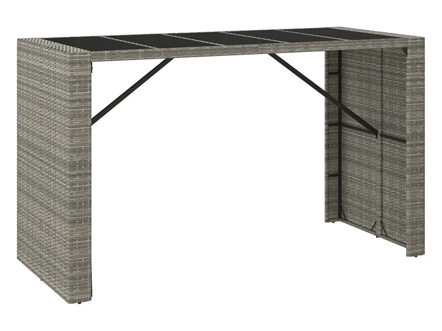 Móvel De Bar* Móvel de bar com tampo de vidro 185x80x110 cm vime PE PT634603 Cinzento