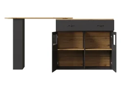 Hauss Spole Móvel de bar giratório com 1 gaveta larga e 2 portas, prateleira lateral de três níveis incluída, - 204x39x104cm^ Móvel De Bar