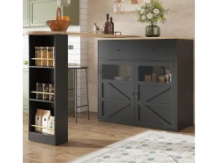 Hauss Spole Móvel de bar giratório com 1 gaveta larga e 2 portas, prateleira lateral de três níveis incluída, - 204x39x104cm^ Móvel De Bar