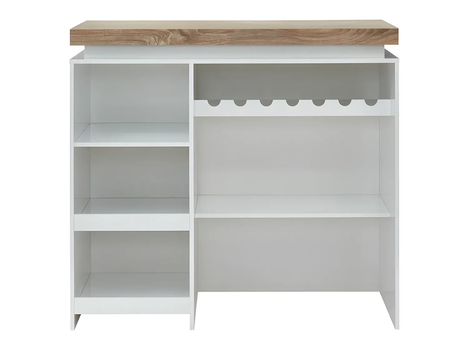 Móvel De Bar*Vente-unique Móvel de bar luminoso - MDF lacado a branco - LEDs - Branco e carvalho. HALO II Natural claro / Branco