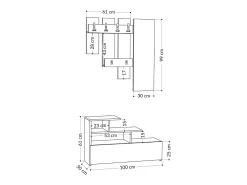Móvel De Entrada*Concept-Usine Móvel de entrada com cabideiro, arrumação e espelho MESTY Branco