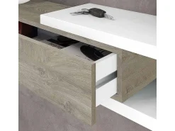 Dmora Móvel de entrada Dhasi, Entrada reversível com espelho, Móvel de hall com gaveta, Bandeja de bolso para apartamentos, 95x26h69 cm, e Carvalho^ Consola