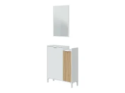 Outlet Dmora Móvel de entrada Dodd, Entrada com 2 portas, Roupeiro com espelho, Arrumação multifuncional, 77x24h91 cm, e Carvalho Branco