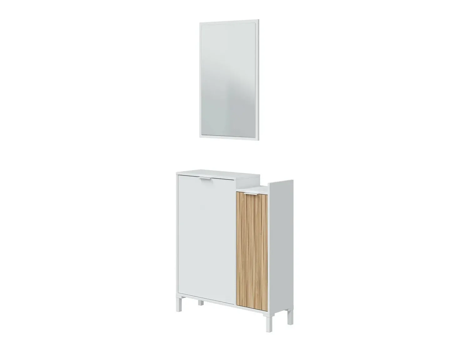 Outlet Dmora Móvel de entrada Dodd, Entrada com 2 portas, Roupeiro com espelho, Arrumação multifuncional, 77x24h91 cm, e Carvalho Branco
