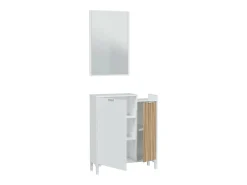 Outlet Dmora Móvel de entrada Dodd, Entrada com 2 portas, Roupeiro com espelho, Arrumação multifuncional, 77x24h91 cm, e Carvalho Branco