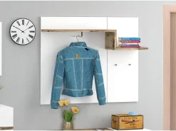 Móvel De Entrada*Dmora Móvel de entrada Dpace, entrada multifuncional moderna, armário polivalente para hall de entrada, 100% Fabricado na Itália, 120x40h54 cm, brilhante e bordo Branco