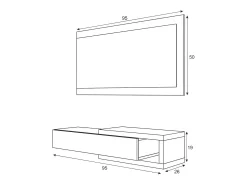 Consola|Dmora Móvel de entrada Mcallen, Entrada reversível com espelho, Móvel de hall com gaveta, Bandeja de bolso para apartamentos, 95x26h69 cm, e Carvalho Branco