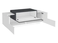 Móvel De Arrumação|Sapateira|Dmora Móvel de entrada Mirco, entrada multifuncional moderna, armário polivalente para hall de entrada, 100% Fabricado na Itália, 120x45h46 cm, brilhante e ardósia Branco