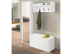 Móvel De Entrada|Dmora Móvel de entrada Mirtilla, Entrada moderna com cabide, Armário com sapateira, Armário com espelho, Cm 50x32h182, Branco