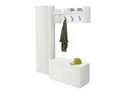 Móvel De Entrada|Dmora Móvel de entrada Mirtilla, Entrada moderna com cabide, Armário com sapateira, Armário com espelho, Cm 50x32h182, Branco