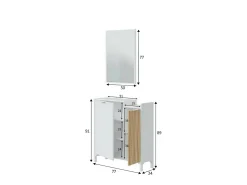 Sale Dmora Móvel de entrada Williamsport, entrada 2 portas, guarda-roupa com espelho, arrumação multifuncional, 77x24h91 cm, e carvalho Branco
